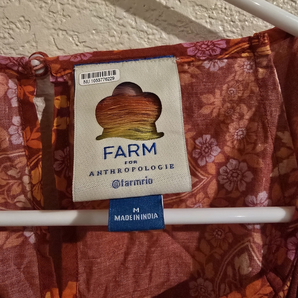 FARM Rio Anthro Orange Flutter Sleeve Tie Back Mini M - Picture 3 of 6